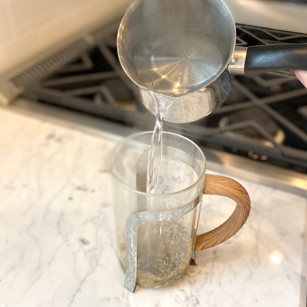 water being poured into French press